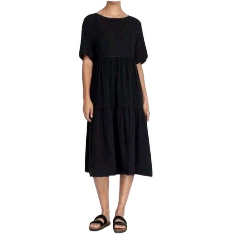 JOHNNY WAS CALME ~ Tiered Raglan Dress‎ ~ Black ~ Size XS NEW $148
